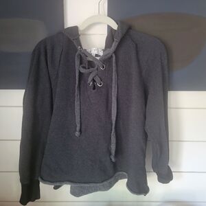 Wildfox oversized Hutton gray laceup hoodie